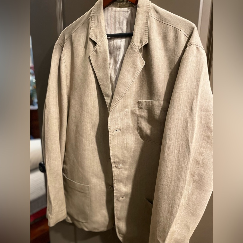 MENS TOMMY BAHAMA XL 100% LINEN TAN SPORT COAT